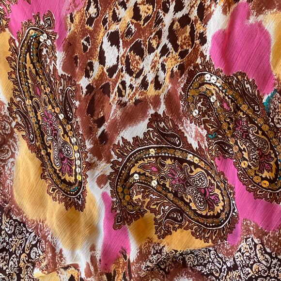 Midnight Velvet Big Girl Maxi Dress size 16W Short Sleeve V-neck Floral Tan Pink - Picture 8 of 11